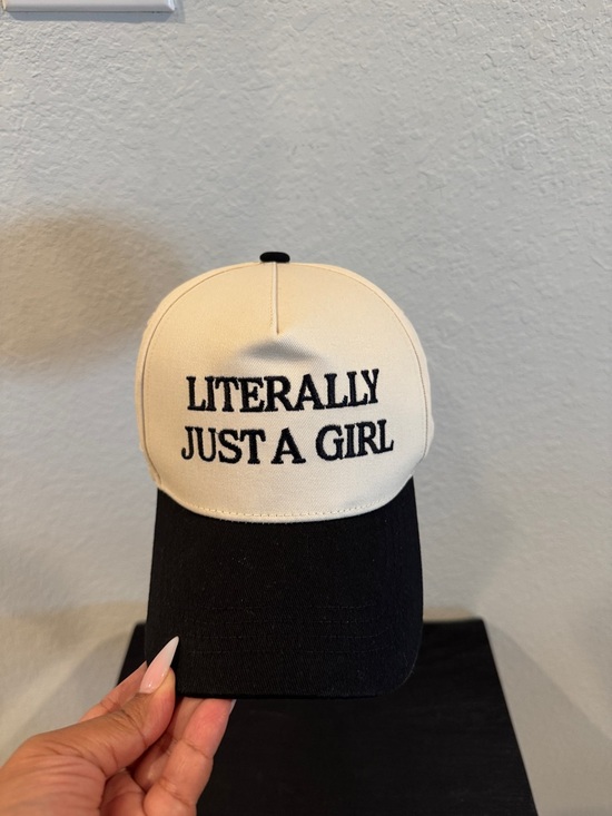 Accessories - Cream & Black 'Literally Just A Girl' Baseball Cap